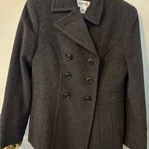 St. John's Bay Charcoal Double-Breasted Wool Cashmere Blend Pea Coat